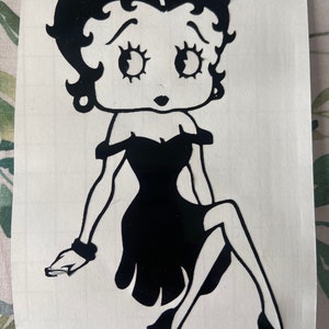 Sticker Betty Boop, autocollant Waterproof noir, voiture , mur, carrelage, vitre, miroir, boîte aux lettres…
