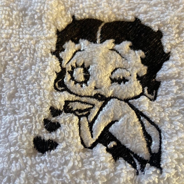 Betty Boop heart towel/ sponge/ hand/face/hair towel 30x50 cm machine embroidery guest gift