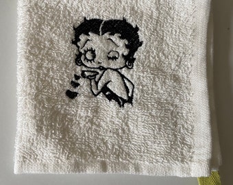 Asciugamano in spugna bianco Betty Boop 30x30 cm, asciugamano per mani e viso