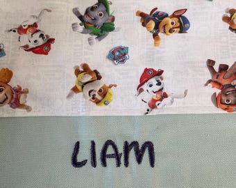 Tovagliolo Paw Patrol + nome/tovagliolo da mensa/panno per il lavaggio/bambino/regalo personalizzato per neonati