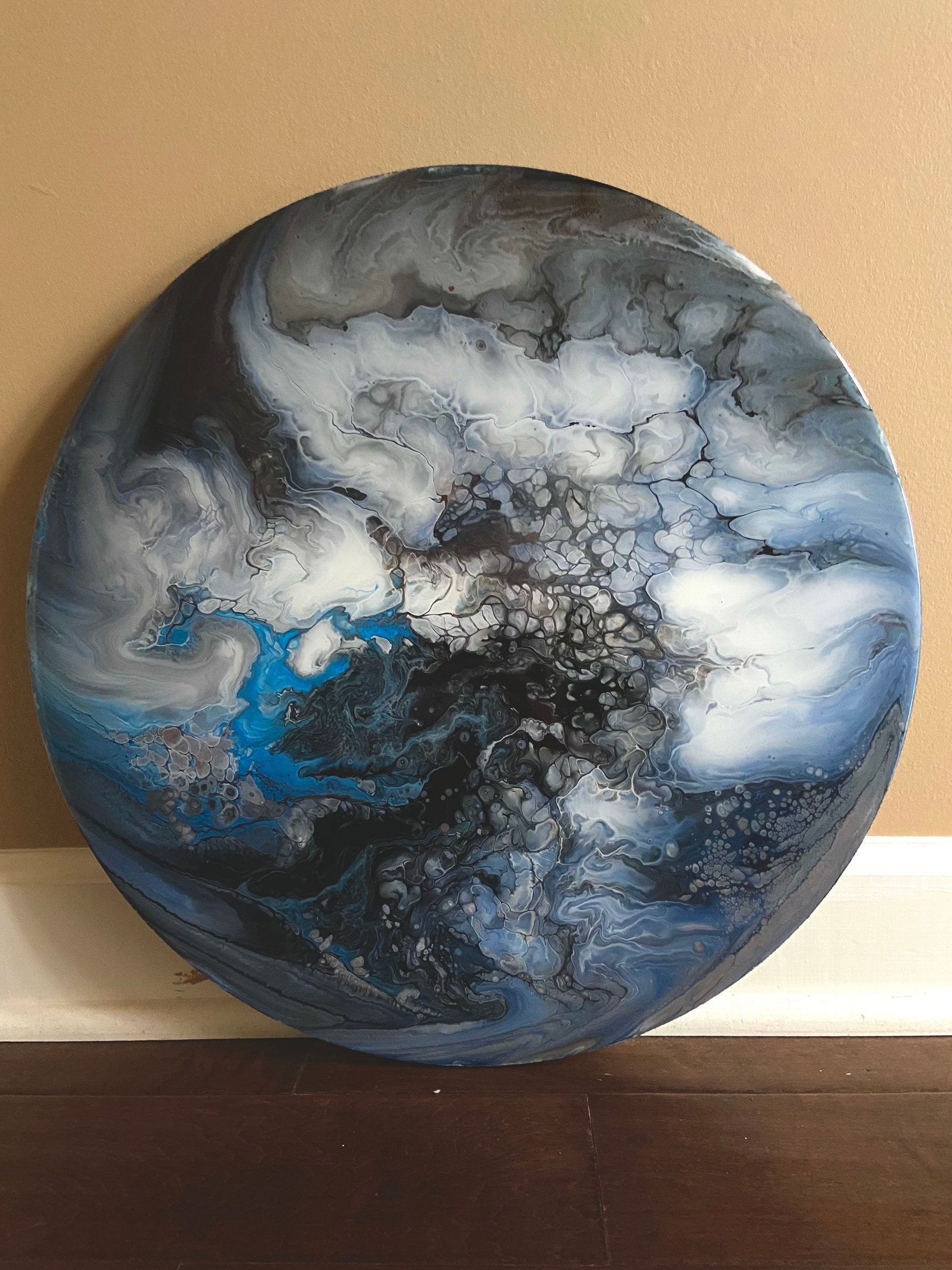 Round Epoxy Resin Pour Painting Etsy