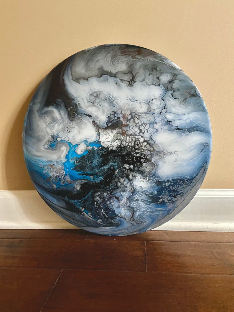Round Epoxy Resin Pour Painting Etsy