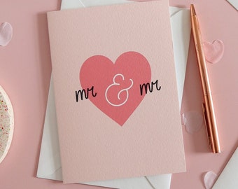 Mr and Mr Wedding Card | Heart Illustration, Grooms