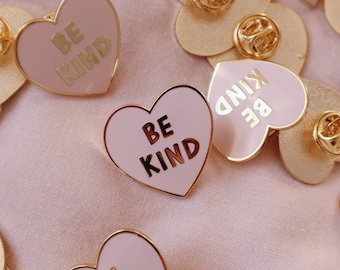Be Kind Pin Badge, Enamel Lapel Kindness Heart Pin.