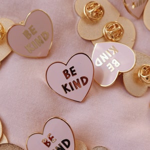 Be Kind Pin Badge | Enamel Lapel Kindness Heart Pin | Lanyard Pin Badge