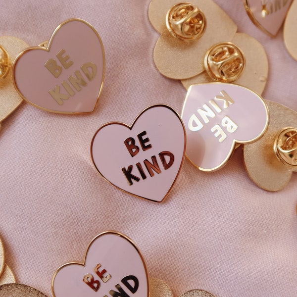 Be Kind Pin Badge | Enamel Lapel Kindness Heart Pin | Lanyard Pin Badge