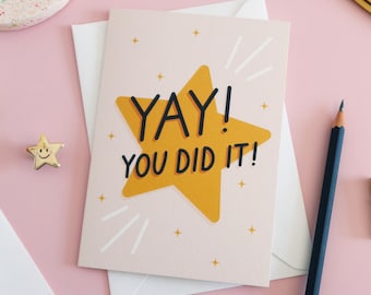 You Did It Card |Gold Star Congratulations - A6 Greeting Card