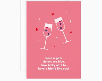 Galentine's Day Card | Rosé Is Pink | Greeting Cards for Friends | Valentine's Day