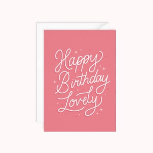 Alles Gute zum Geburtstag Lovely | Rosa Geburtstagskarte | Handbeschriftetes Design