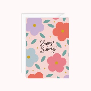Happy Birthday Karte | Florale Geburtstagskarte | Blumen Design