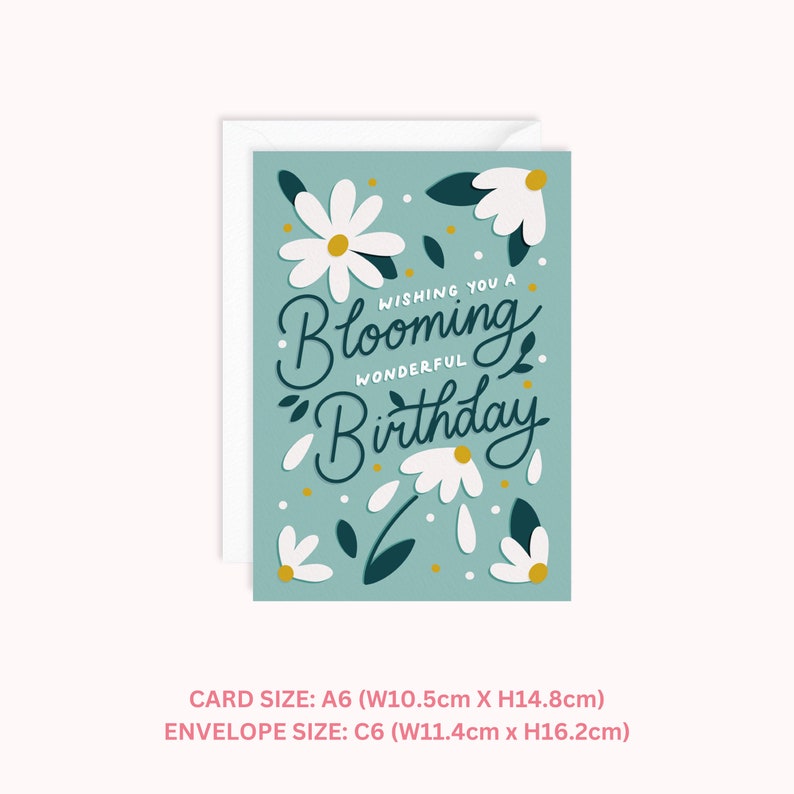 Blooming Wonderful Birthday Card Flowers Birthday Card Floral Design image 4