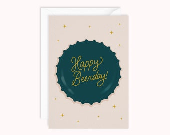 Happy Beerday | Funny Birthday Card For Him | Beer Themed Card