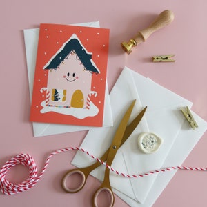 Christmas card pack, 4 designs including: Merry Christmas Bauble, All I Want For Christmas Is Food, Festive Cheers, Christmas House Design. image 3