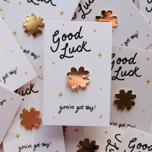 Gold Four-Leaf Clover Enamel Pin • Lucky Clover Pin • Good Luck Gift • Exam Gift • New Job Gift