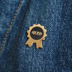 Hero Enamel Pin • Gold Rosette Pin Badge • Mother’s Day Gift • Teacher Gift • Appreciation Pin • Coworker Gift