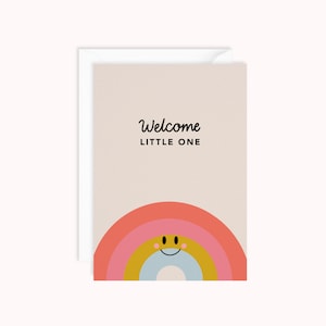 Bienvenue aux tout-petits | Nouvelle carte de voeux de bébé | Carte bébé arc-en-ciel