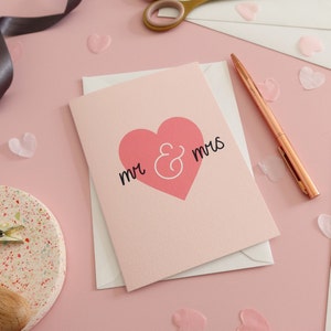 Mr and Mrs Card Wedding Card Him and Her image 5