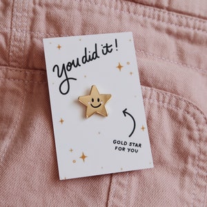 Gold Star Pin Badge, Congratulations Gift | Present for saying You Did It | Proud of you gift |