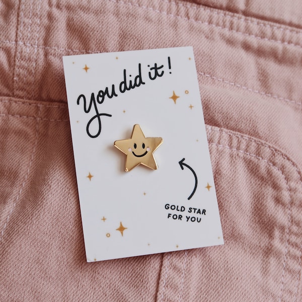 Gold Star Pin Badge, Congratulations Gift | Present for saying You Did It | Proud of you gift |