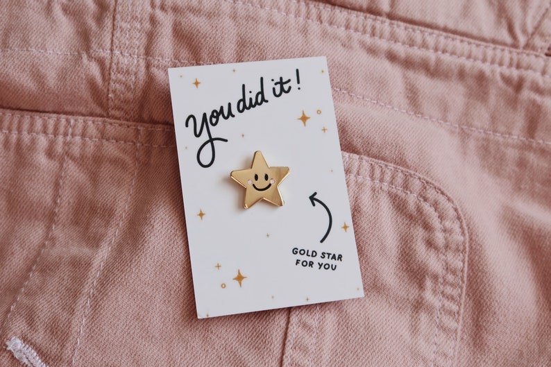 Gold Star Pin Badge, Congratulations Gift Present for saying You Did It Proud of you gift image 1