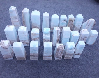 24 pieces Blue Calcite Towers - Crystal Decor, Rare Crystal, Blue Calcite, Aragonite