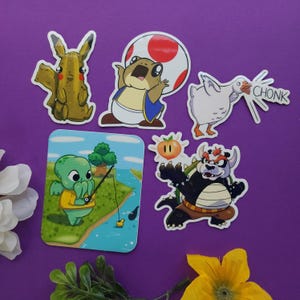 Gamer Sticker Pack | 5 Cute Video Game Stickers | Pop Culture Stickers | Megs Mashables