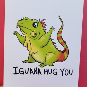 Iguana Hug You V-day Cards Love Lizards Meg's - Etsy