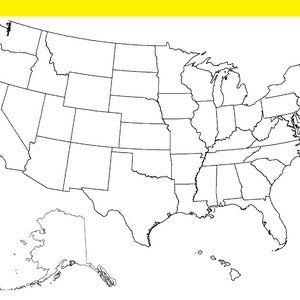 Mapa em branco para impressão dos EUA: perfeito para aulas de geografia e planejamento de viagens | Download instantâneo | Alta qualidade no Etsy
