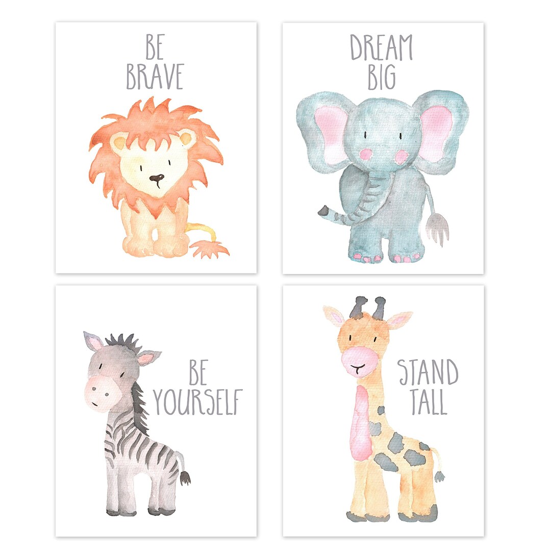 DLPRK 2 Pièces Affiches Animaux Mignons Pour Chambre Bébé Et Enfant - Posters Décoratifs Nature