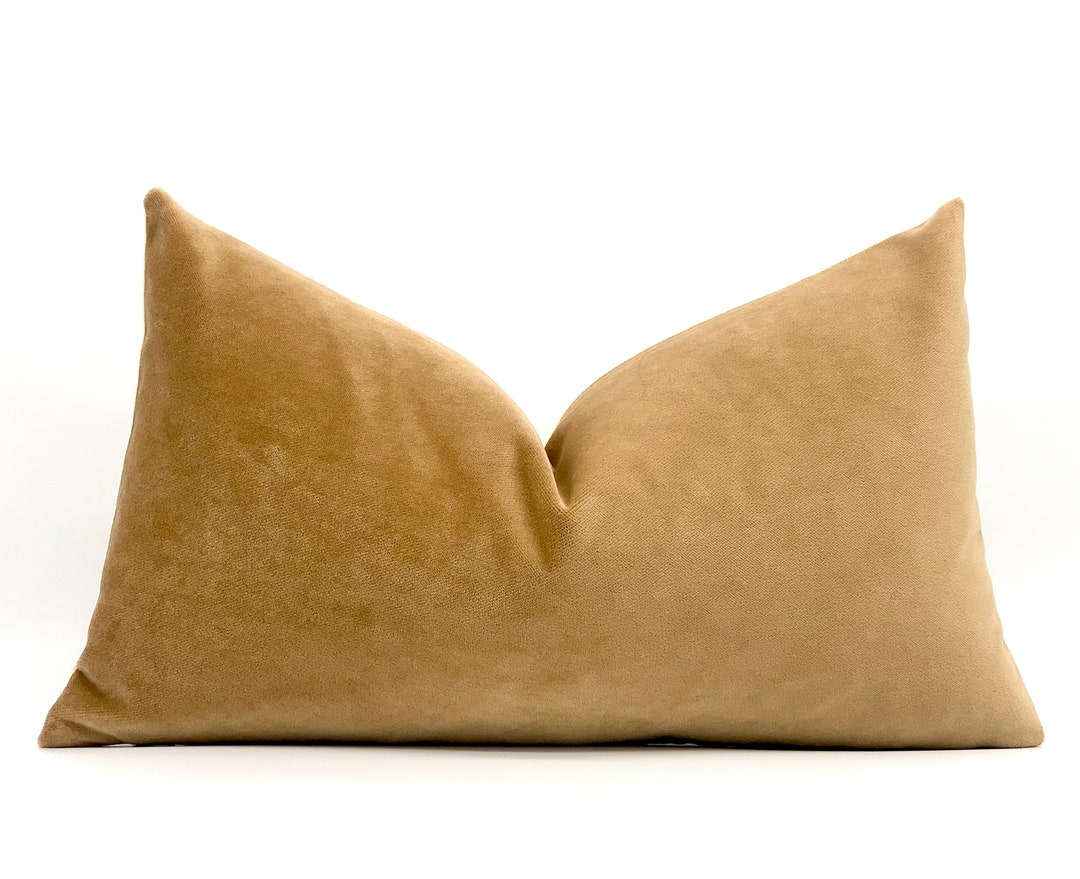 Camel Velvet Pillow Cover Lumbar Decorative Brown Velvet Etsy