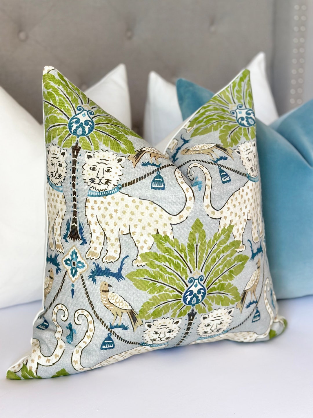 Jaguar Print Throw Pillow Cover Mist Blue Pillow Cover Jaguar Blue Jaguar Print Throw Pillow Cover Mist Blue Pillow Cover Jaguar Blue