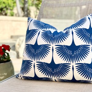 Set of 2 Outdoor pillow covers / Size 18x18 / Blue & white decorative outdoor cushions / Patio decor pillow covers with animal print