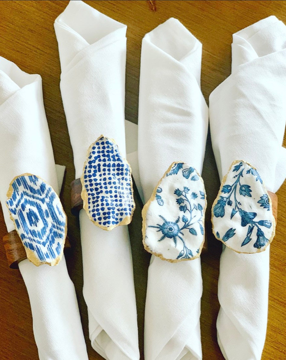 Oyster shell napkin ring wooden napkin ring gift for bride Etsy