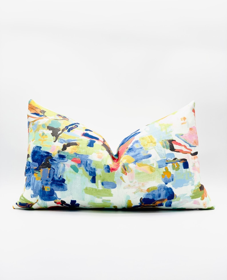 Art print decorative throw pillow cover , multiple color art print cushion lumbar image 1