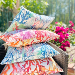 Dekorativer Kissenbezug im Freien, blau, rosa, grün Terrasse Kissenbezug, Akzent Kissen im Freien, rosa Kissen im Freien