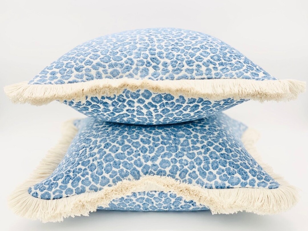 Blue Cheetah Throw Pillow Cover Cheetah Pillow Cover With Etsy