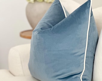 Funda de almohada de terciopelo azul, moderna almohada de terciopelo azul para sofá y cama, funda de almohada de terciopelo de diseñador