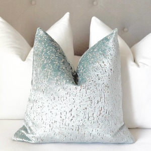 Mist blue velvet throw pillow cover , Light blue velvet pillowcase, blue velvet throw pillow doublesided