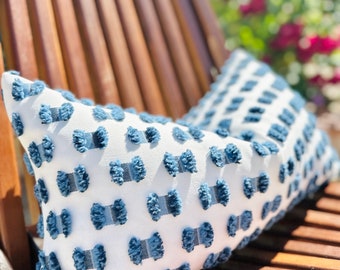 Blue outdoor pillow cover, outdoor pillows for patio sofa, blue decorative outdoor pillows, coastal outdoor pillow cover