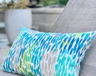 Dekorativer Outdoor Kissenbezug, blauer Terrassenkissenbezug, Outdoorkissen