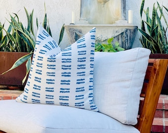 Outdoor pillow cover for patio , blue outdoor pillows , designer fabric outdoor throw pillow cover