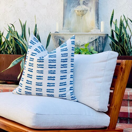 Outdoor Pillow Cover for Patio off White & Blue Outdoor Etsy