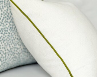 White Throw Pillow with Trim Detail | White modern designer pillow | Decoative  White Pillow Cover