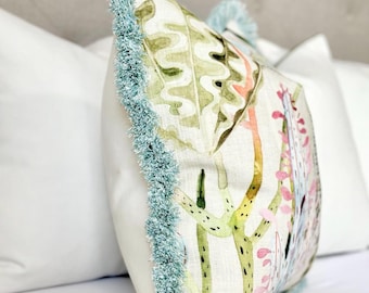 Pastel Coral Pillow Cover, Coastal Throw Pillow , Modern Designer Coastal Decor