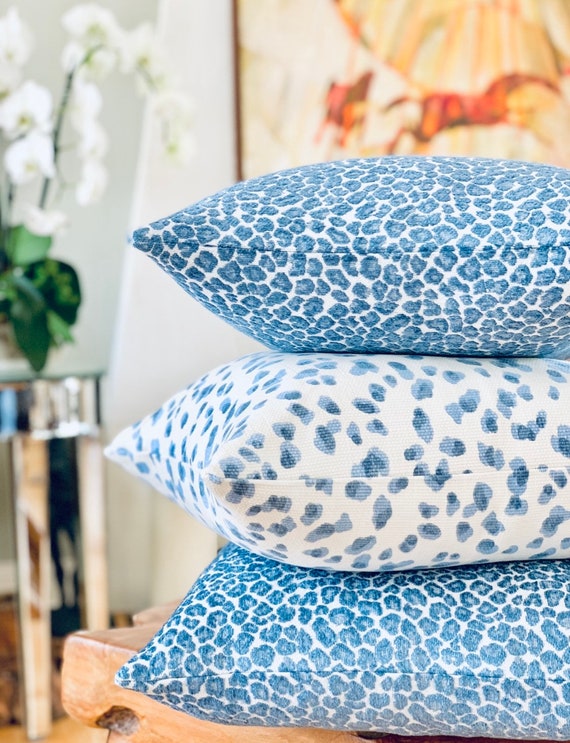 Blue cheetah clearance print pillow