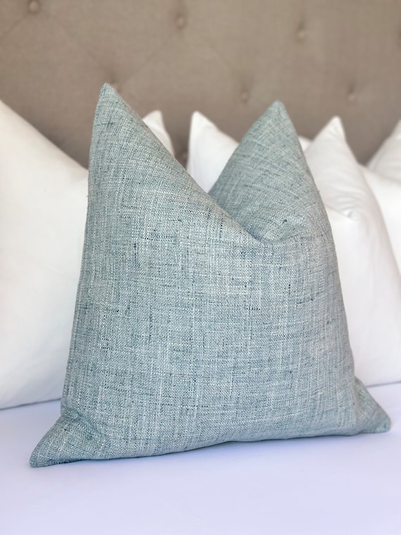 Mist blue throw pillow cover, mist blue cushion , light blue accent throw pillow cover