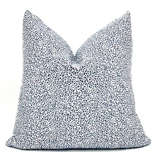 Azure Spotted Throw Pillow Cover With Green Brush Fringe Etsy