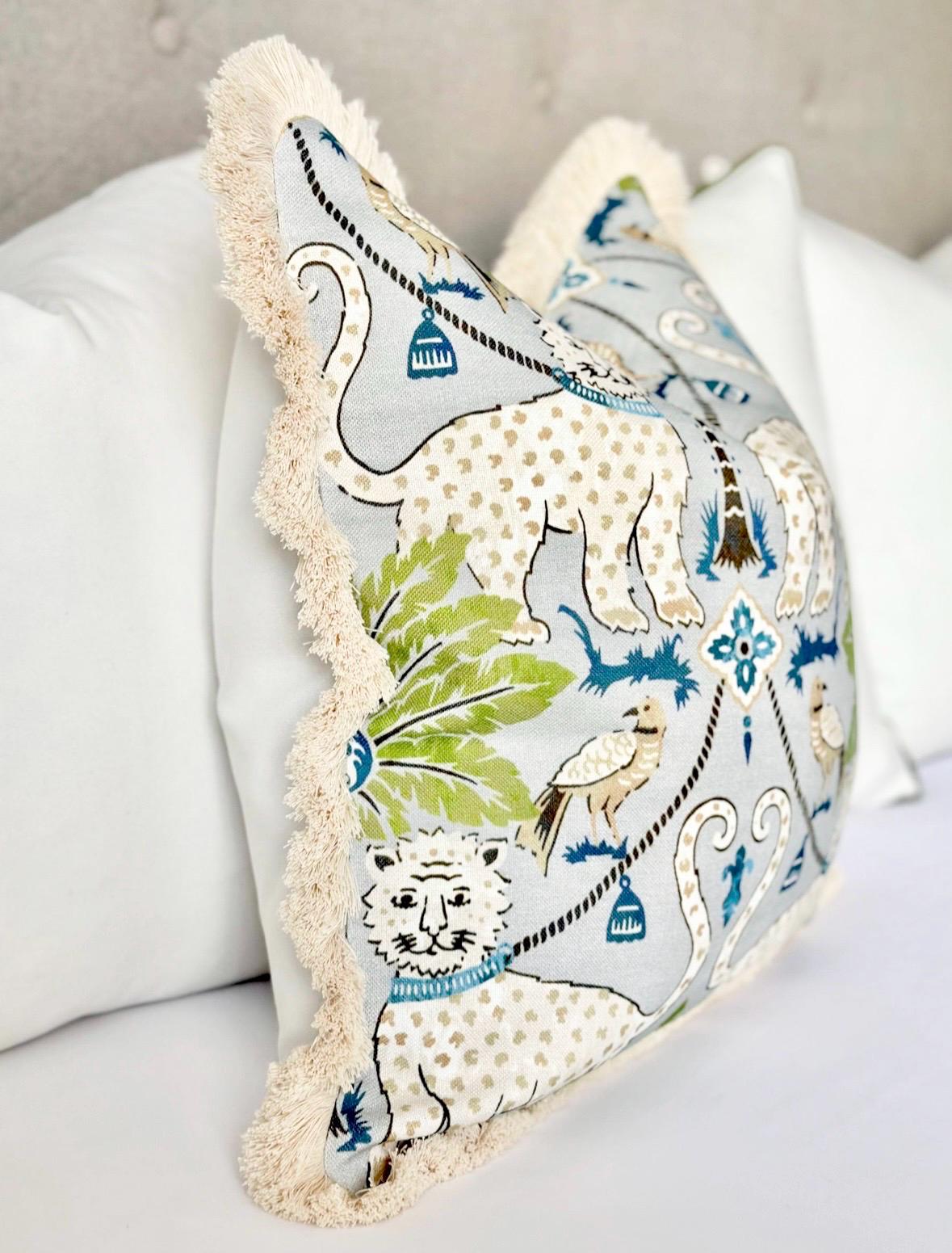 Jaguar Print Throw Pillow Cover Mist Blue Pillow Cover With Brushed Jaguar Print Throw Pillow Cover Mist Blue Pillow Cover With Brushed