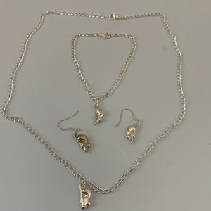 Rat Mouse Silver Colour Charm Bracelet, Necklace, earrings, jewellery set, birthday gift, Christmas gift, stocking filler, secret Santa