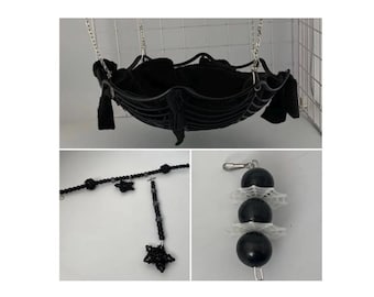 Spider Web Pet Bed Halloween Cage Set, Rat Toy